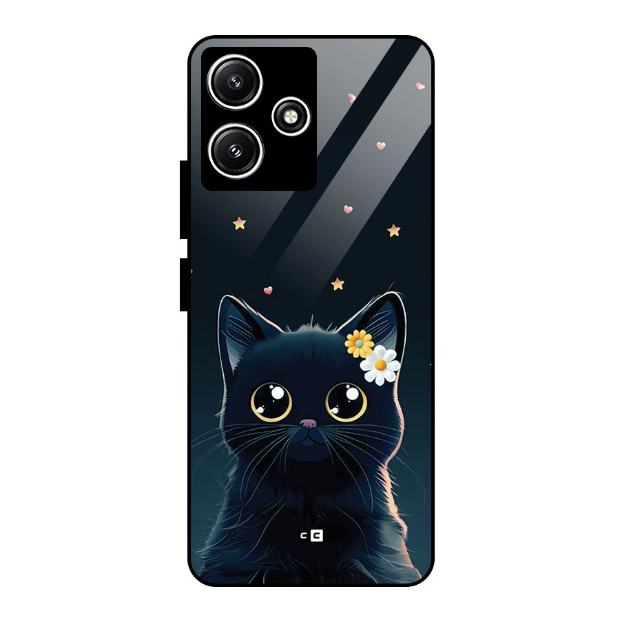 Cat With Flowers Glass Back Case for Redmi 12 5G