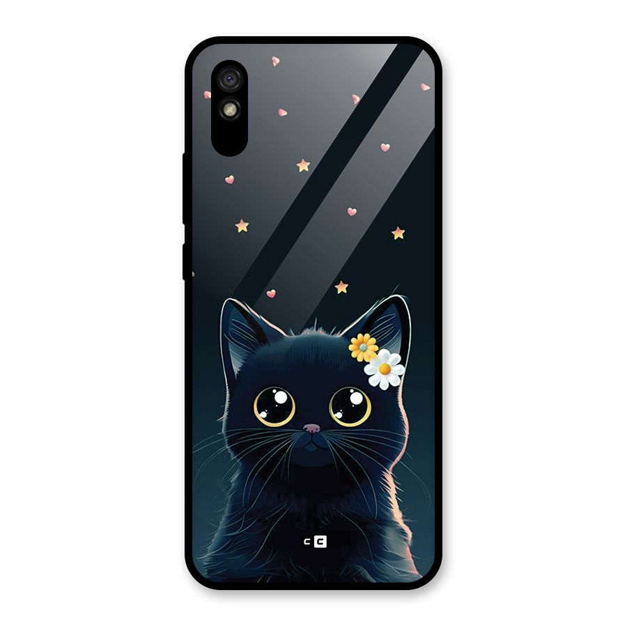 Cat With Flowers Glass Back Case for Redmi 9i