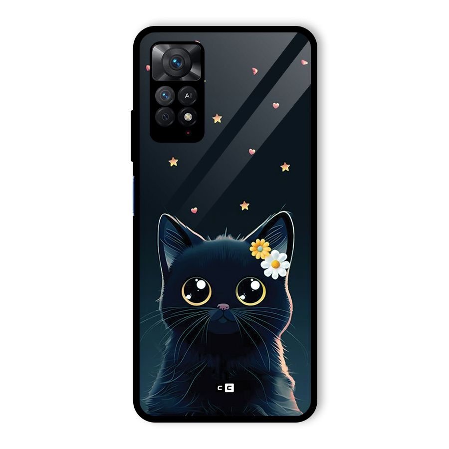 Cat With Flowers Glass Back Case for Redmi Note 11 Pro