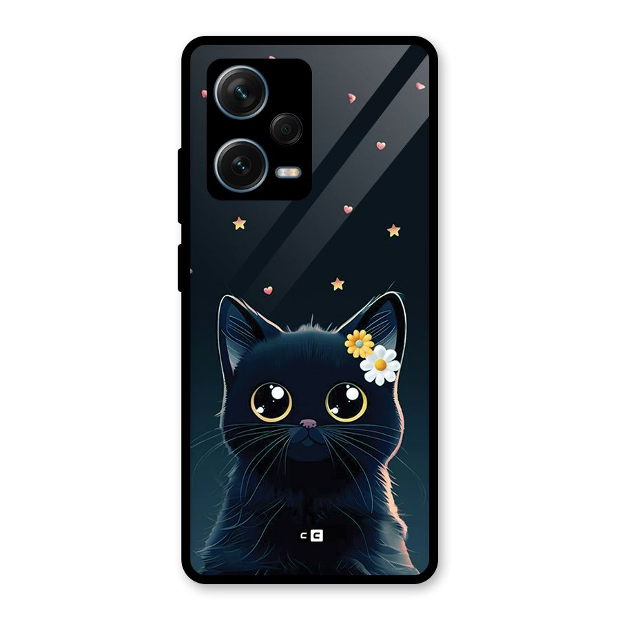 Cat With Flowers Glass Back Case for Redmi Note 12 Pro Plus 5G