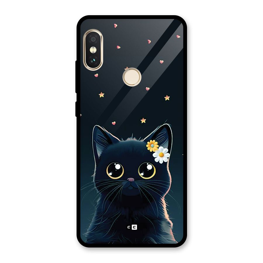 Cat With Flowers Glass Back Case for Redmi Note 5 Pro