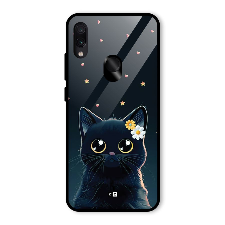 Cat With Flowers Glass Back Case for Redmi Note 7S