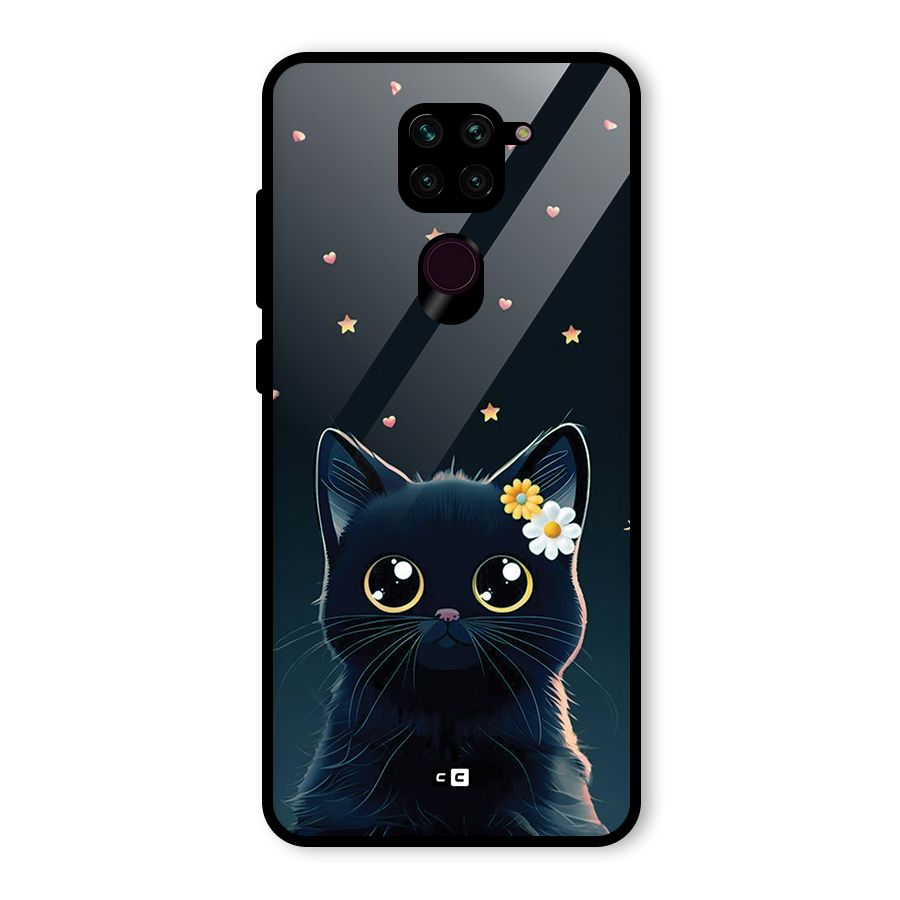 Cat With Flowers Glass Back Case for Redmi Note 9