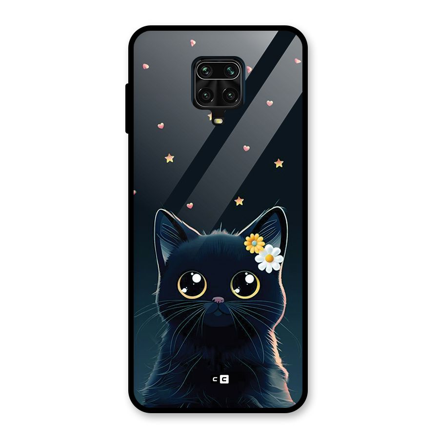 Cat With Flowers Glass Back Case for Redmi Note 9 Pro