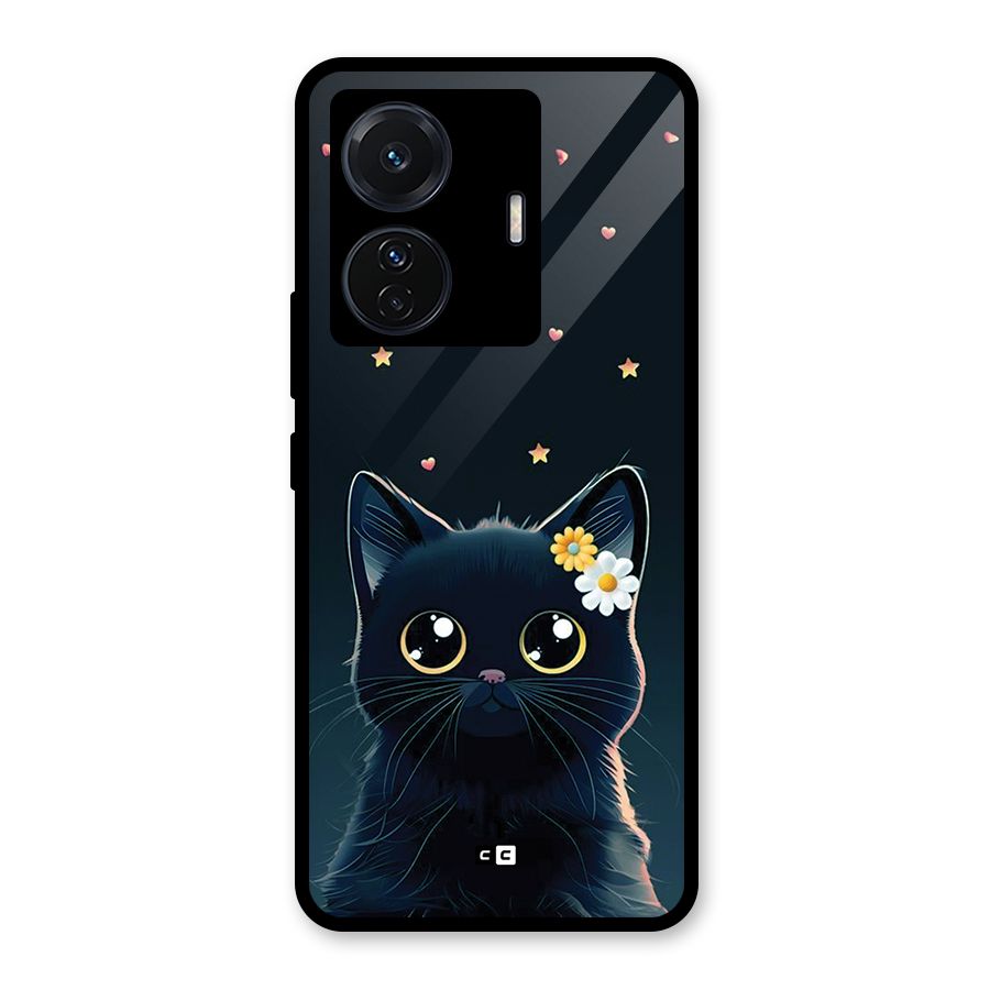 Cat With Flowers Glass Back Case for Vivo T1 Pro