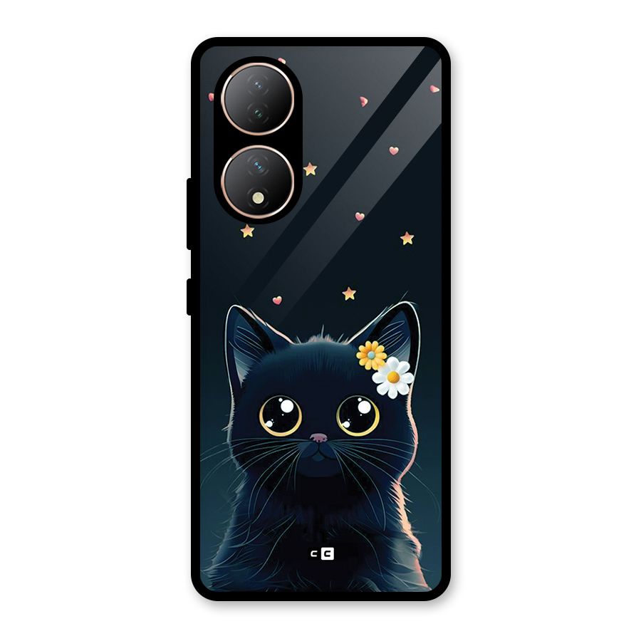 Cat With Flowers Glass Back Case for Vivo T2