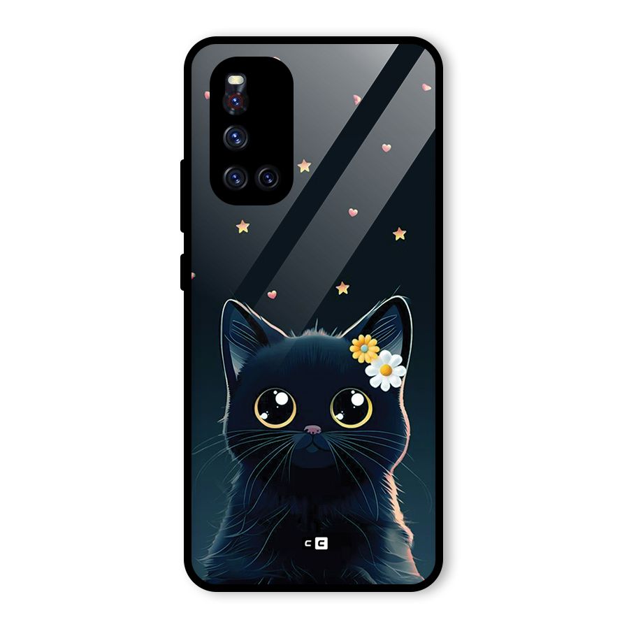 Cat With Flowers Glass Back Case for Vivo V19