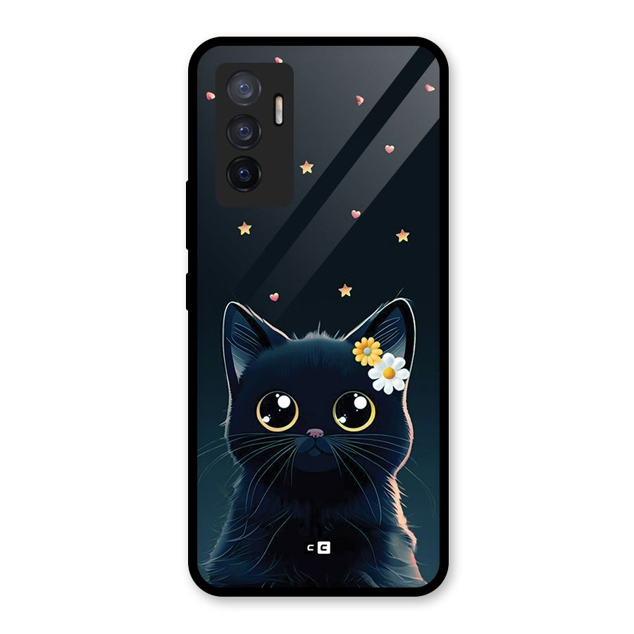 Cat With Flowers Glass Back Case for Vivo V23e