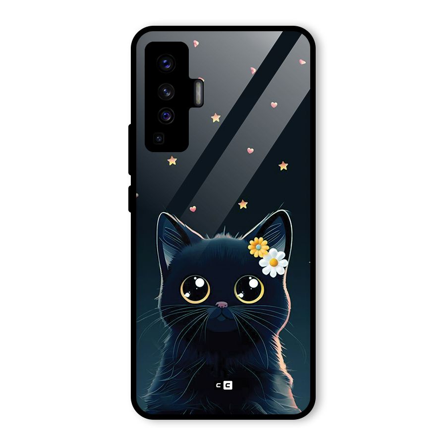 Cat With Flowers Glass Back Case for Vivo X50
