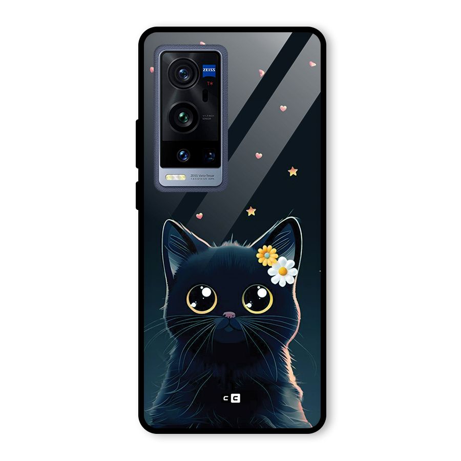 Cat With Flowers Glass Back Case for Vivo X60 Pro Plus