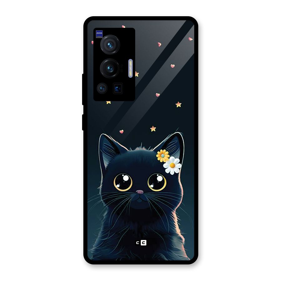 Cat With Flowers Glass Back Case for Vivo X70 Pro