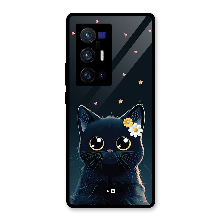 Cat With Flowers Glass Back Case for Vivo X70 Pro Plus