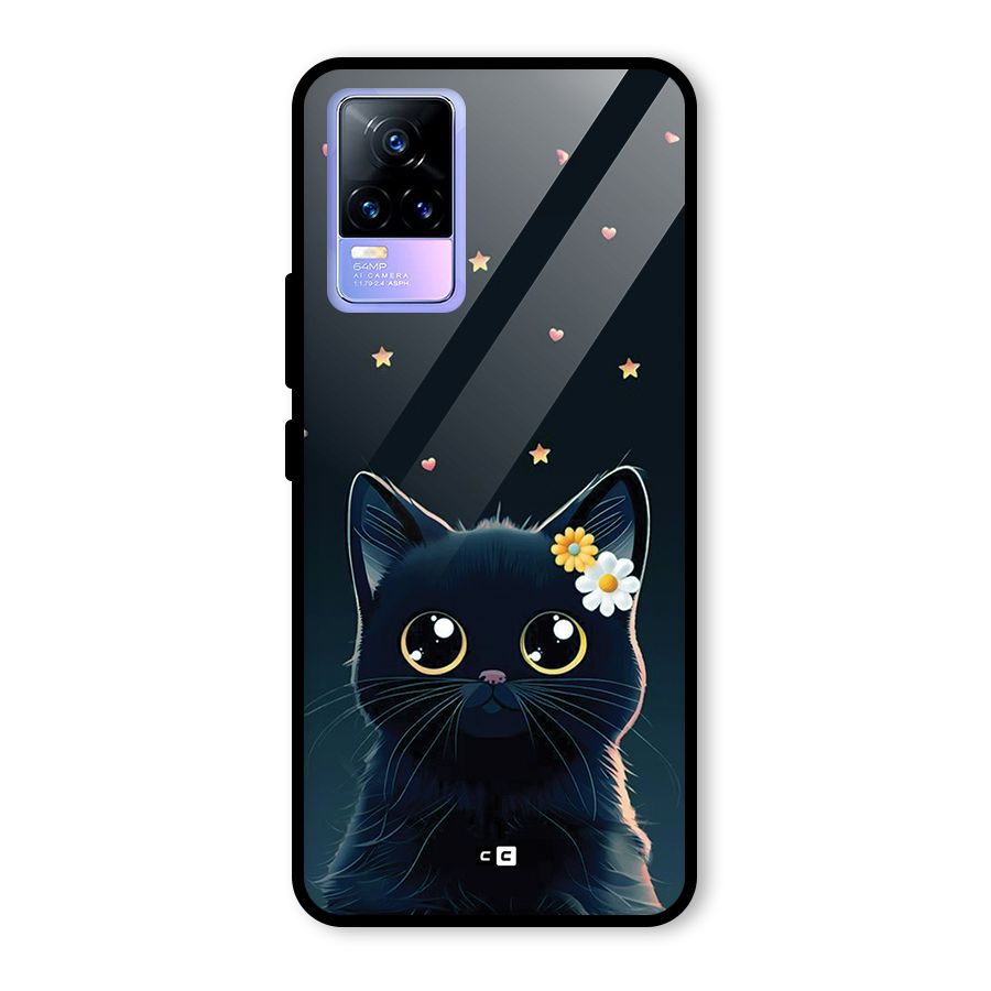 Cat With Flowers Glass Back Case for Vivo Y73