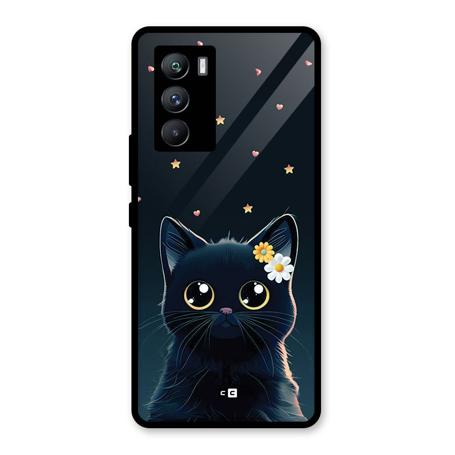 Cat With Flowers Glass Back Case for Vivo iQOO 9 SE