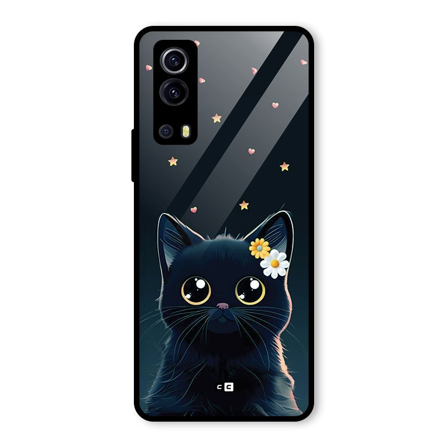 Cat With Flowers Glass Back Case for Vivo iQOO Z3