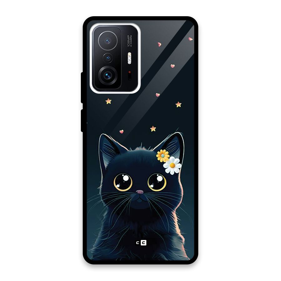 Cat With Flowers Glass Back Case for Xiaomi 11T Pro