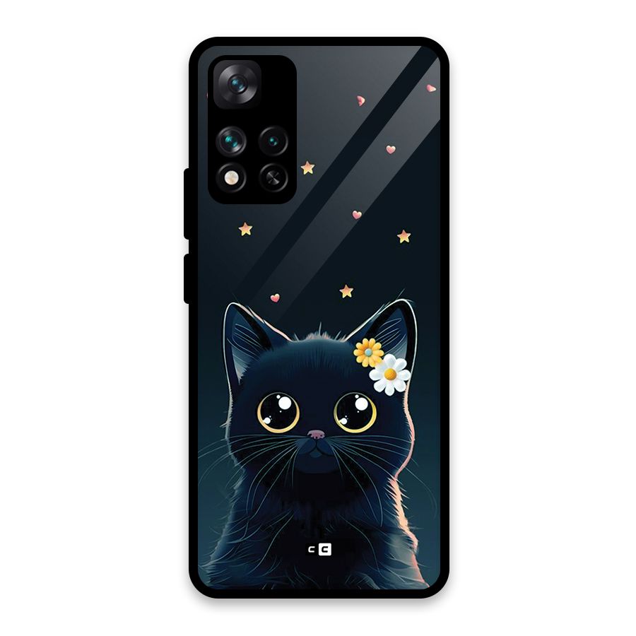 Cat With Flowers Glass Back Case for Xiaomi 11i HyperCharge 5G