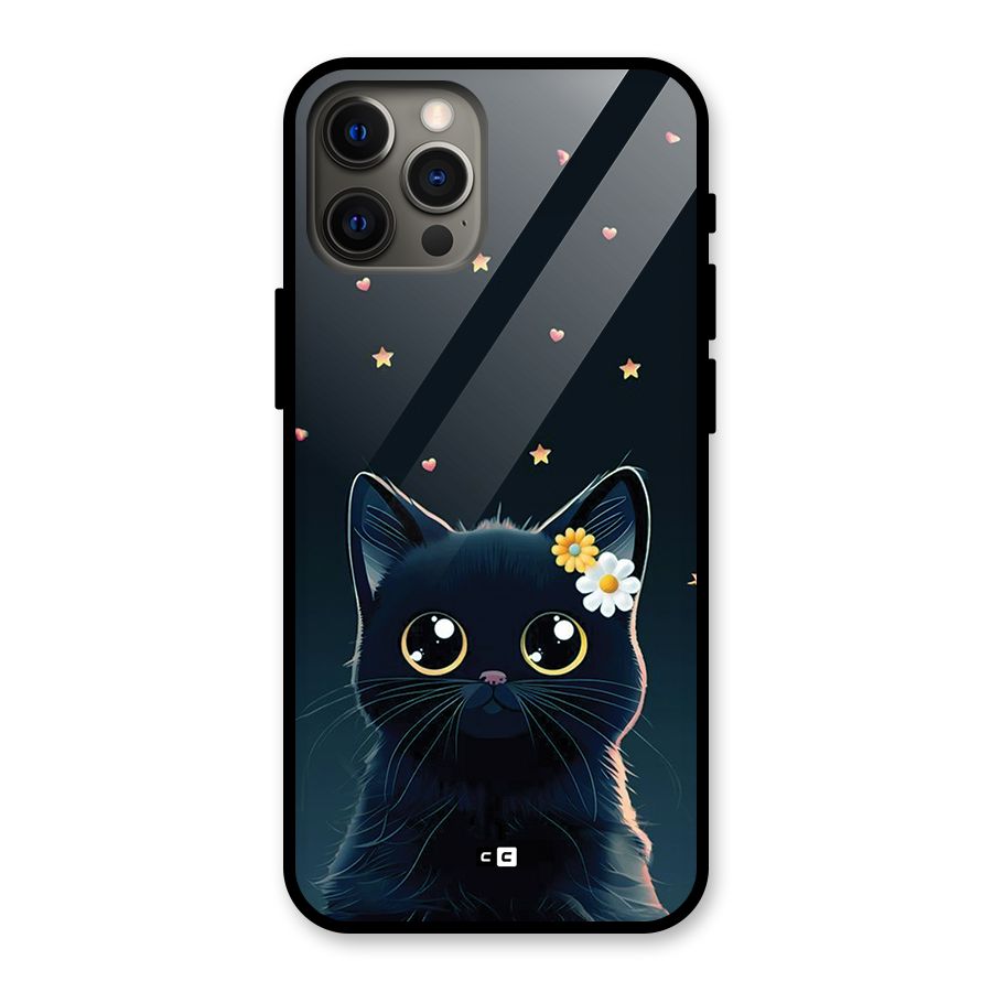 Cat With Flowers Glass Back Case for iPhone 12 Pro Max
