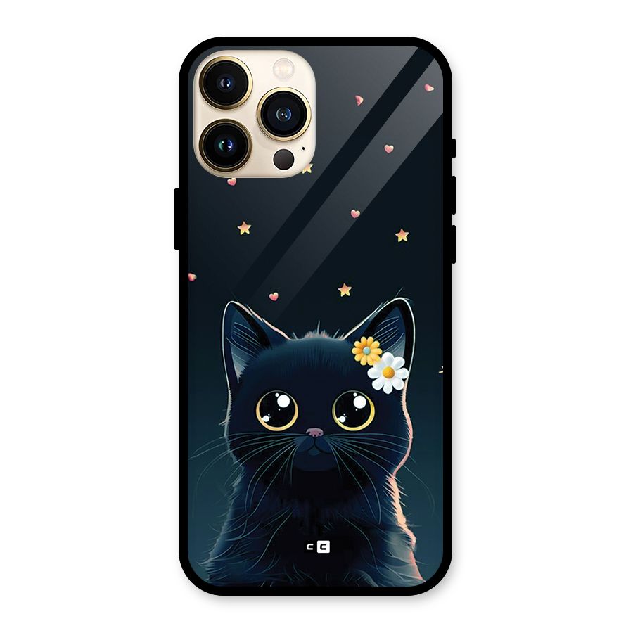 Cat With Flowers Glass Back Case for iPhone 13 Pro Max