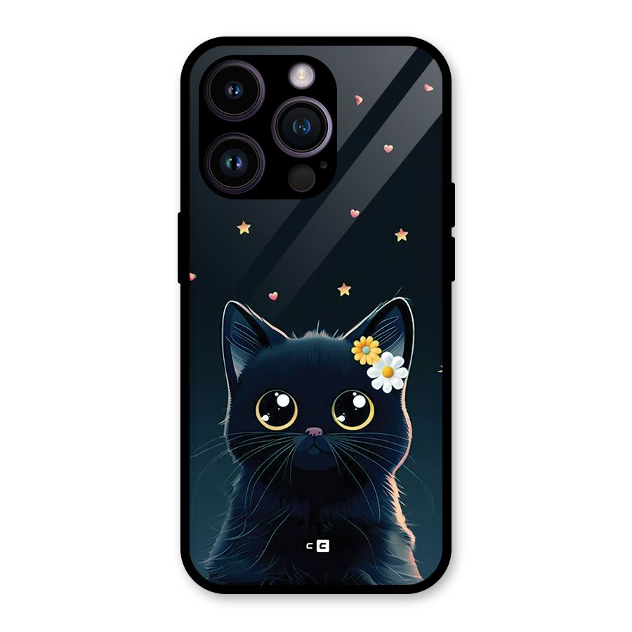 Cat With Flowers Glass Back Case for iPhone 14 Pro