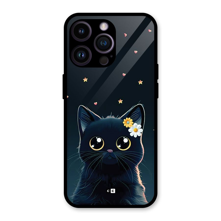 Cat With Flowers Glass Back Case for iPhone 14 Pro Max