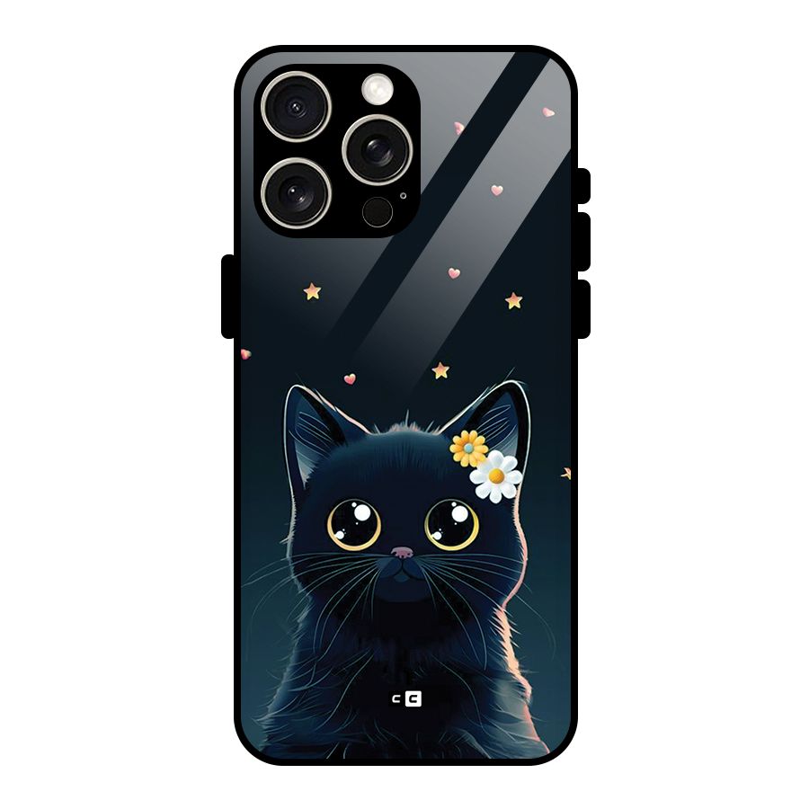 Cat With Flowers Glass Back Case for iPhone 15 Pro Max