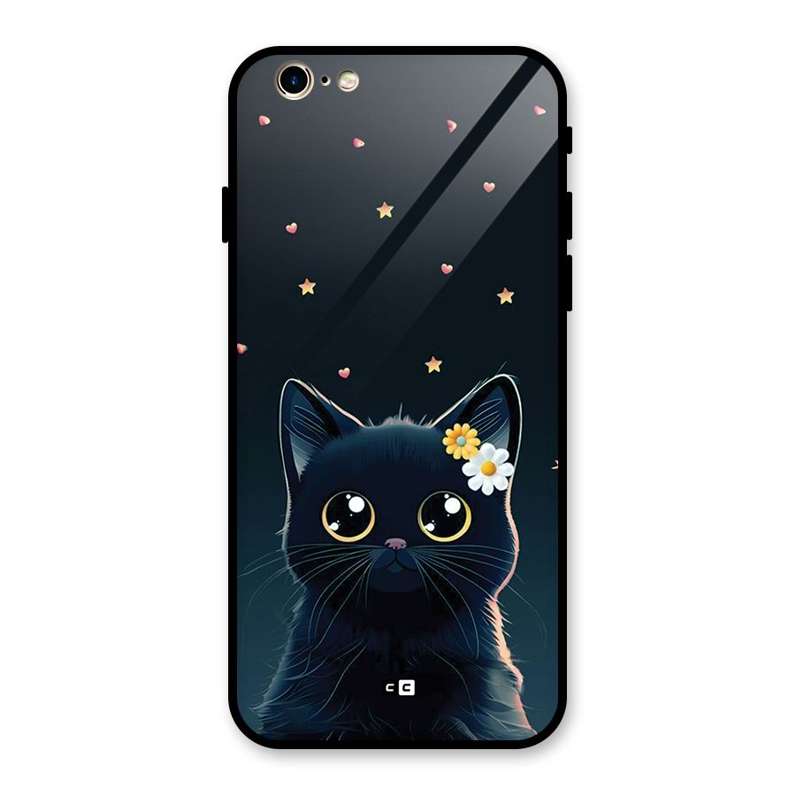 Cat With Flowers Glass Back Case for iPhone 6 6S