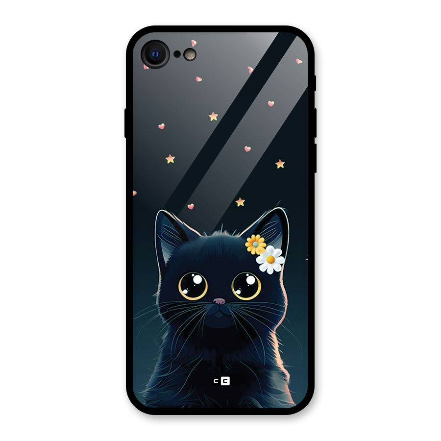 Cat With Flowers Glass Back Case for iPhone SE 2022