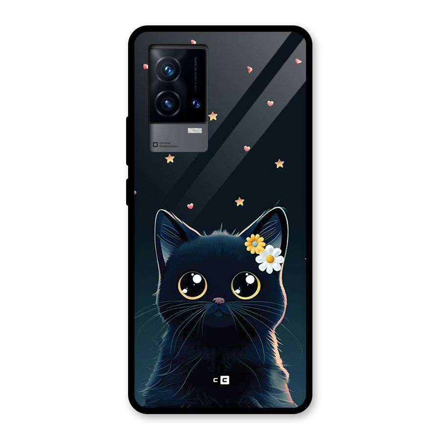 Cat With Flowers Glass Back Case for iQOO 9 5G