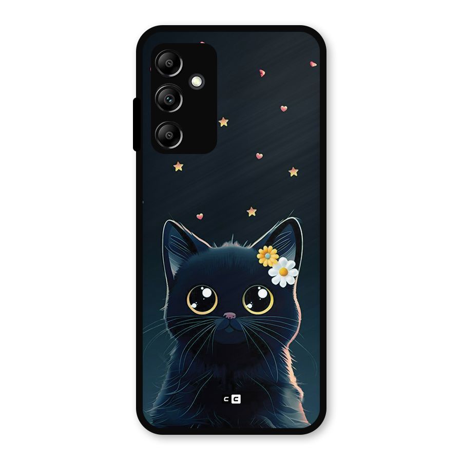 Cat With Flowers Metal Back Case for Galaxy A14 5G