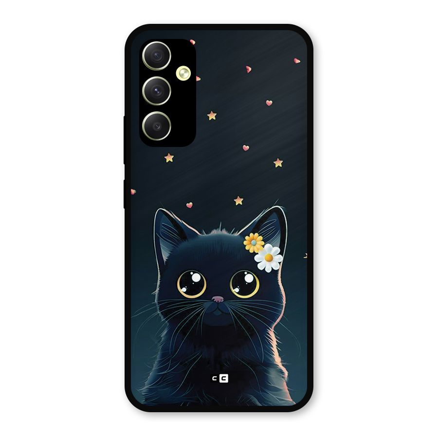 Cat With Flowers Metal Back Case for Galaxy A34