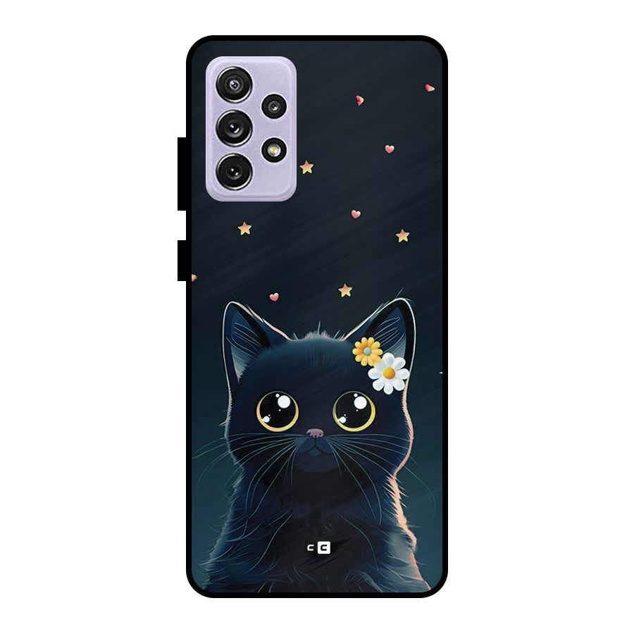 Cat With Flowers Metal Back Case for Galaxy A72