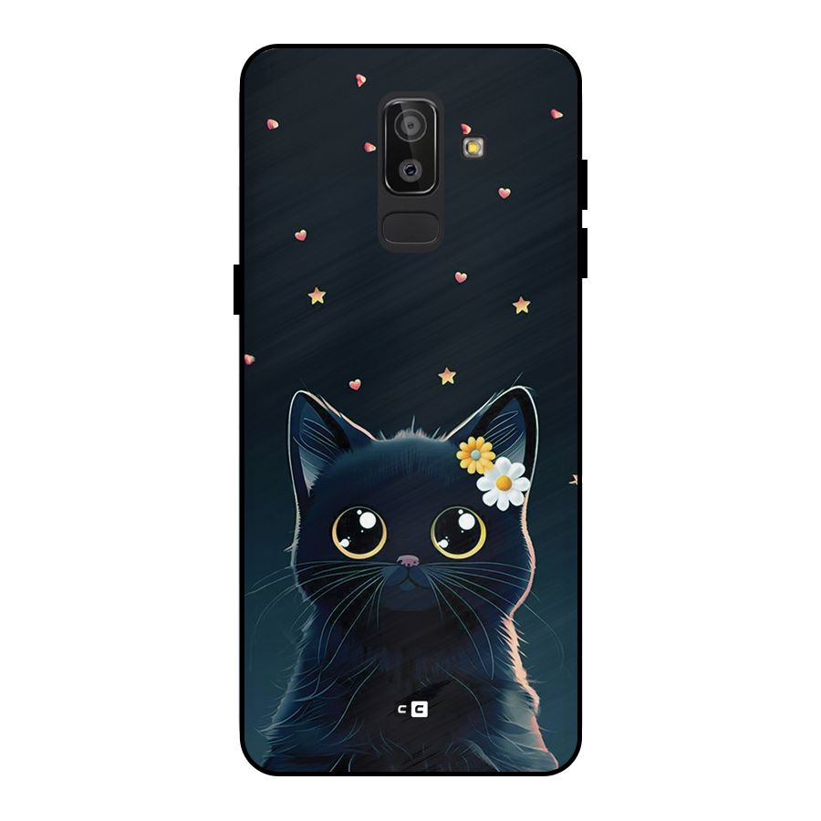 Cat With Flowers Metal Back Case for Galaxy J8