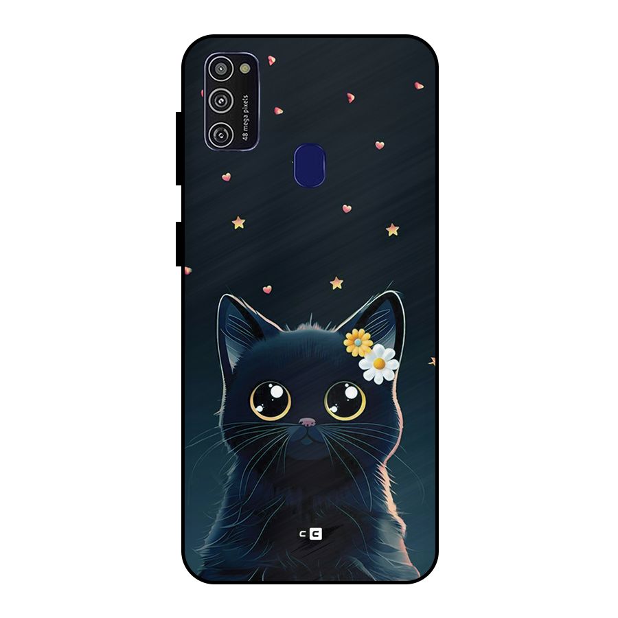Cat With Flowers Metal Back Case for Galaxy M30s
