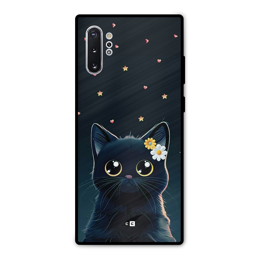 Cat With Flowers Metal Back Case for Galaxy Note 10 Plus