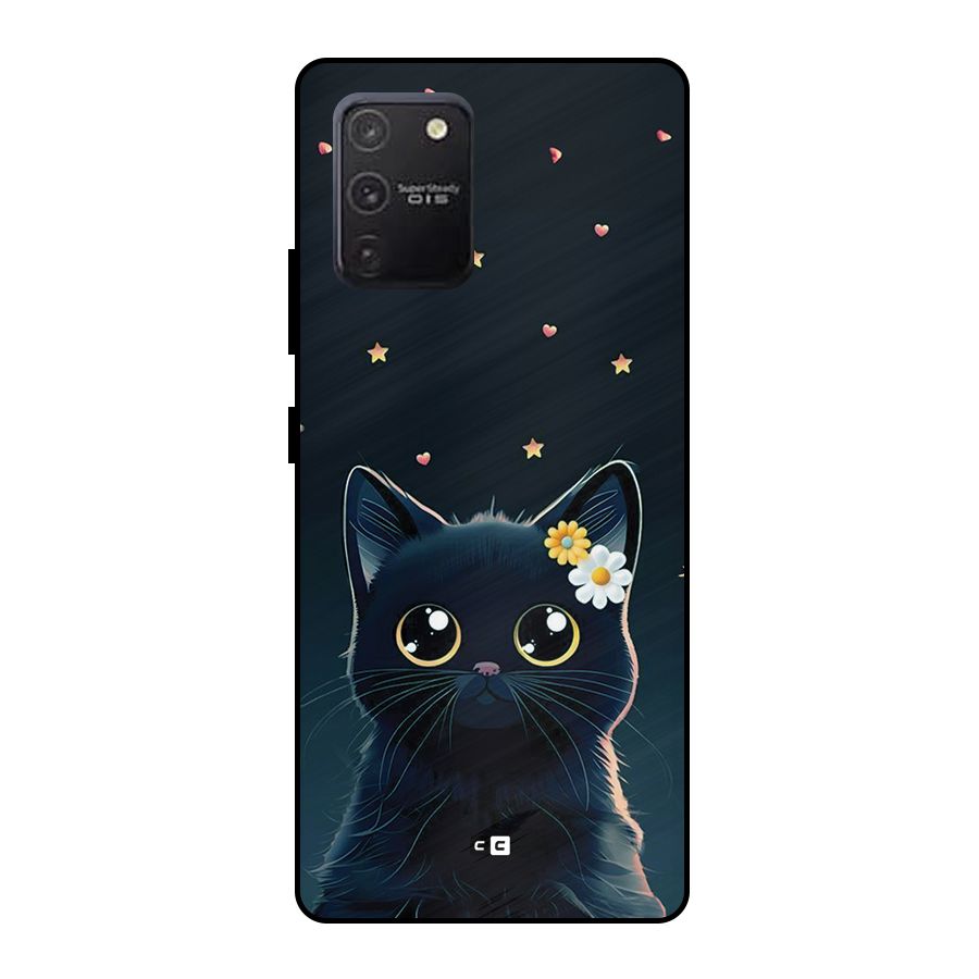 Cat With Flowers Metal Back Case for Galaxy S10 Lite