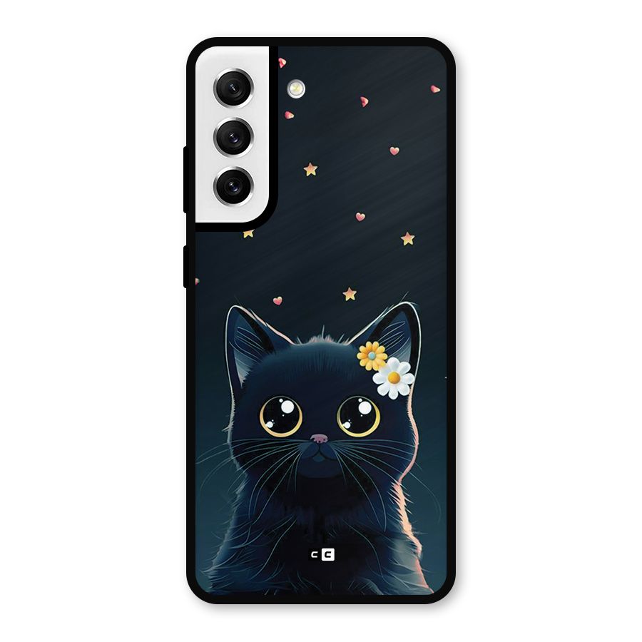 Cat With Flowers Metal Back Case for Galaxy S21 FE 5G