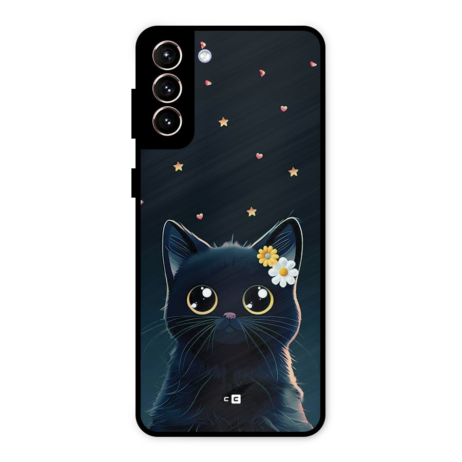 Cat With Flowers Metal Back Case for Galaxy S21 Plus