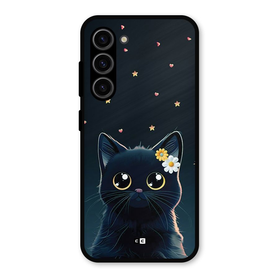Cat With Flowers Metal Back Case for Galaxy S23