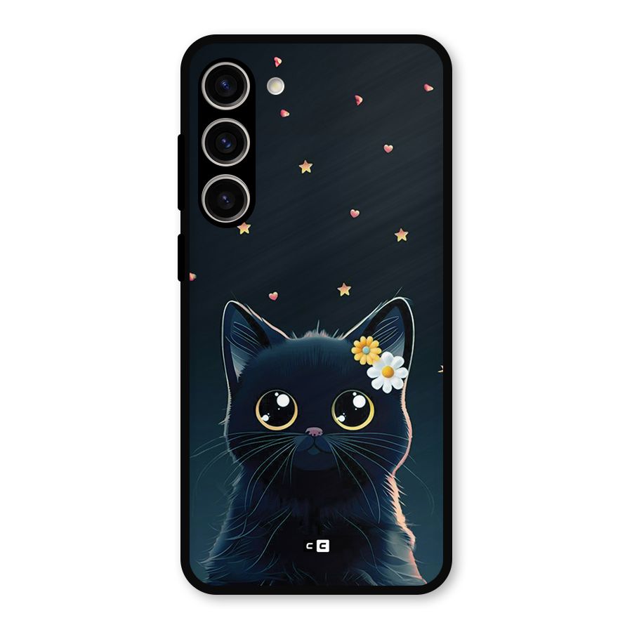 Cat With Flowers Metal Back Case for Galaxy S23 Plus