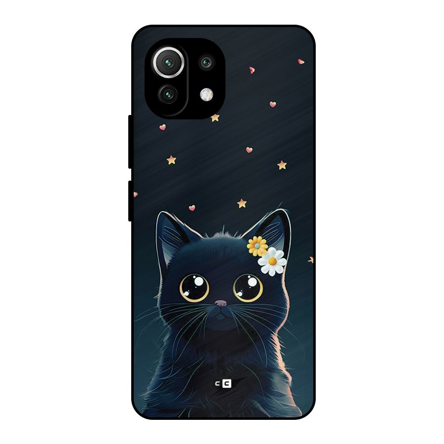 Cat With Flowers Metal Back Case for Mi 11 Lite NE 5G