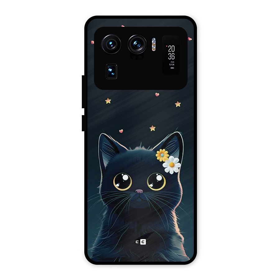 Cat With Flowers Metal Back Case for Mi 11 Ultra