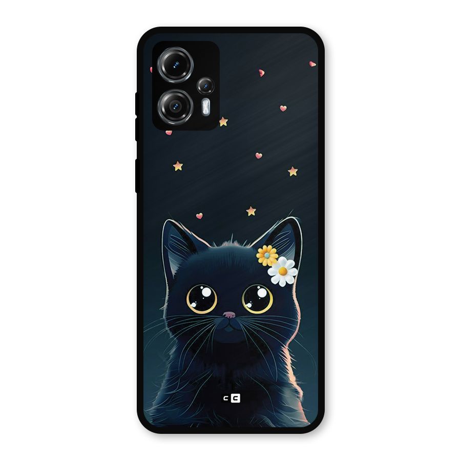 Cat With Flowers Metal Back Case for Moto G13