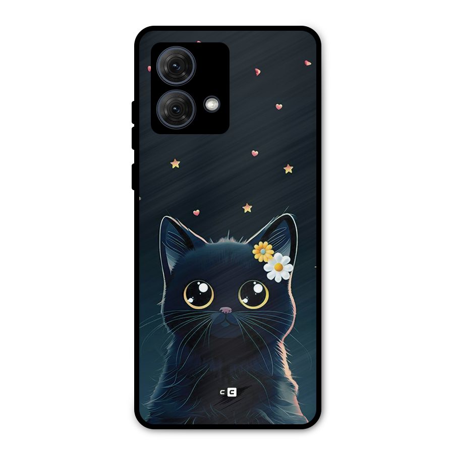 Cat With Flowers Metal Back Case for Moto G84