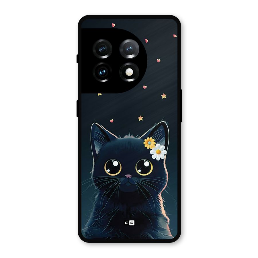 Cat With Flowers Metal Back Case for OnePlus 11
