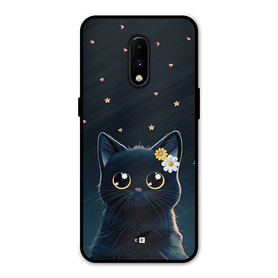 Cat With Flowers Metal Back Case for OnePlus 7