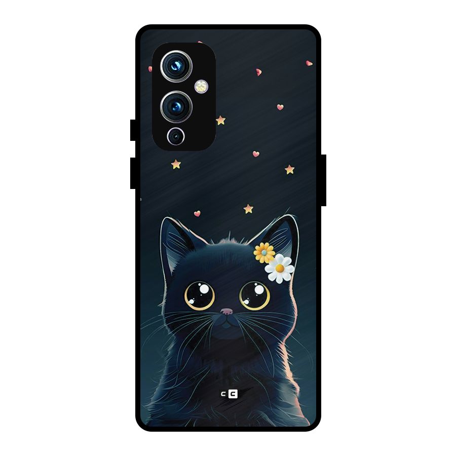 Cat With Flowers Metal Back Case for OnePlus 9