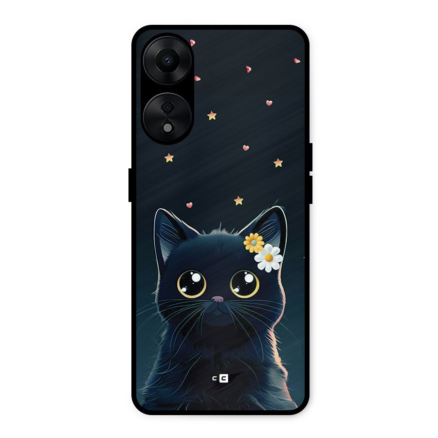 Cat With Flowers Metal Back Case for Oppo A78 5G