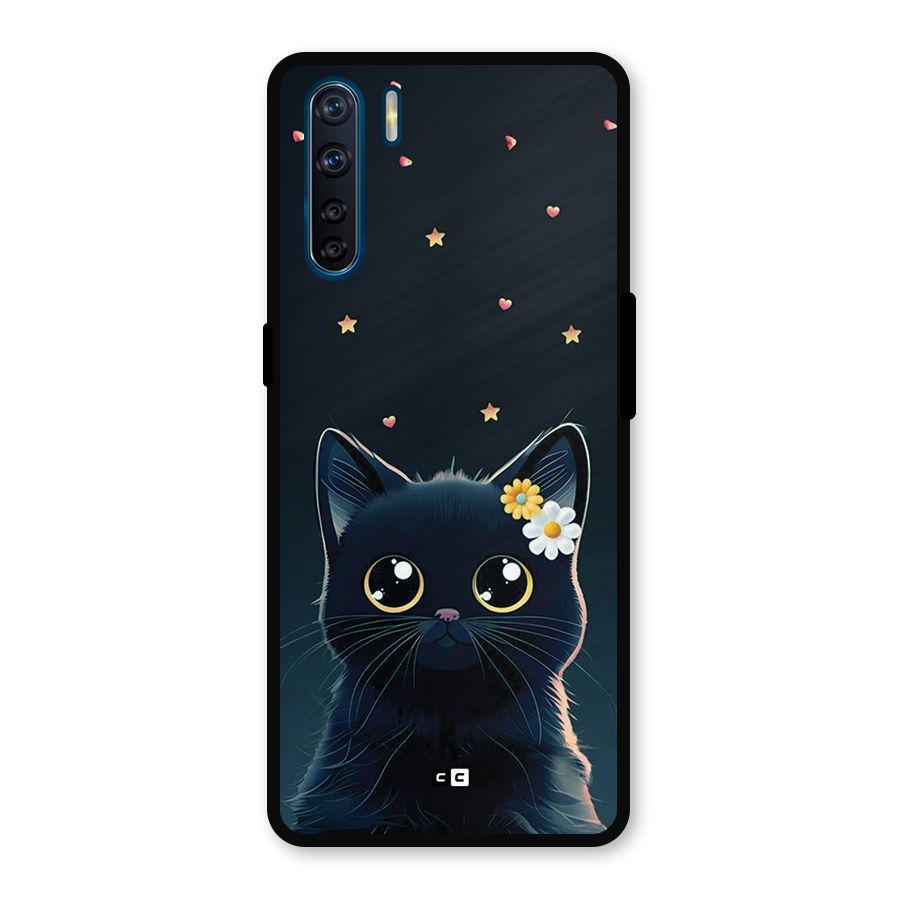 Cat With Flowers Metal Back Case for Oppo F15