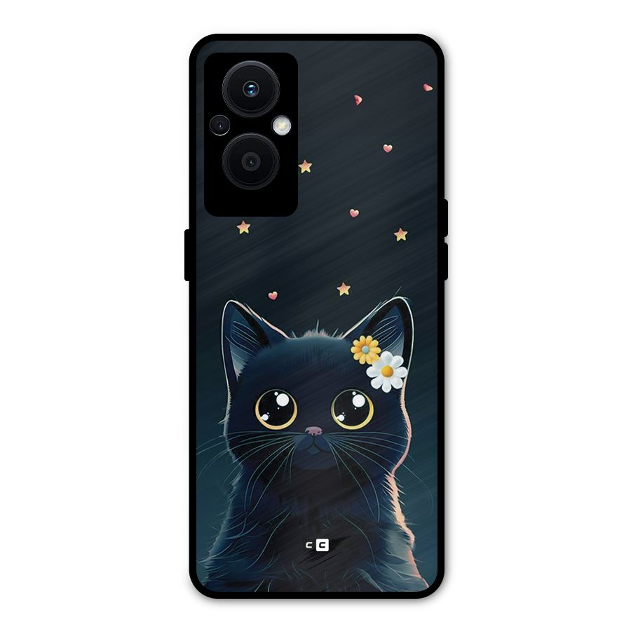 Cat With Flowers Metal Back Case for Oppo F21s Pro 5G